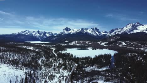 winter landscape of redfish lakes in idaho, united states