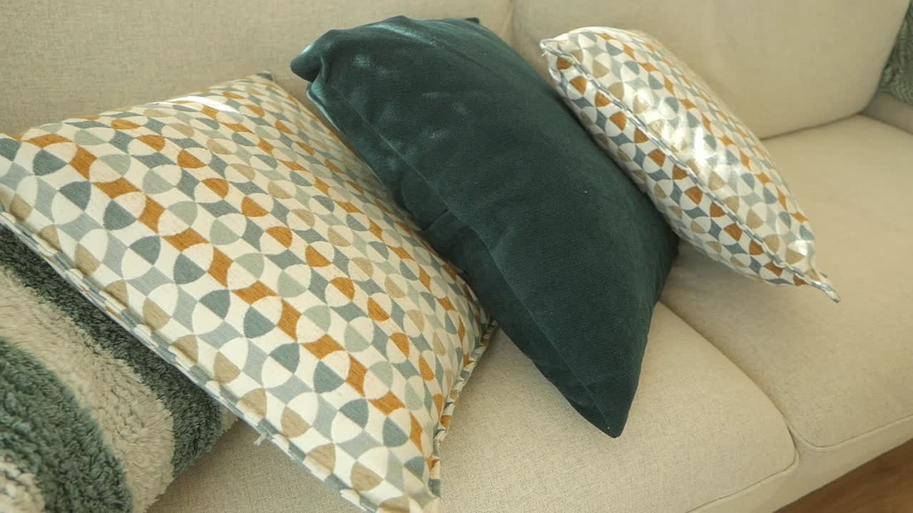 Arrangement of Decorative Pillows on a Sofa