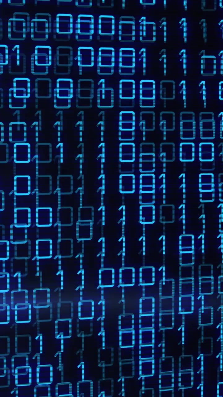 Animation of data processing over dark background