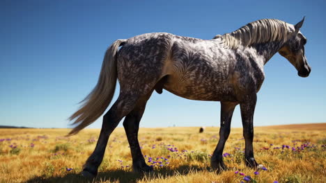 grey horse in a field