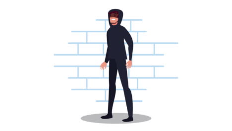 hacker comic character standing animated