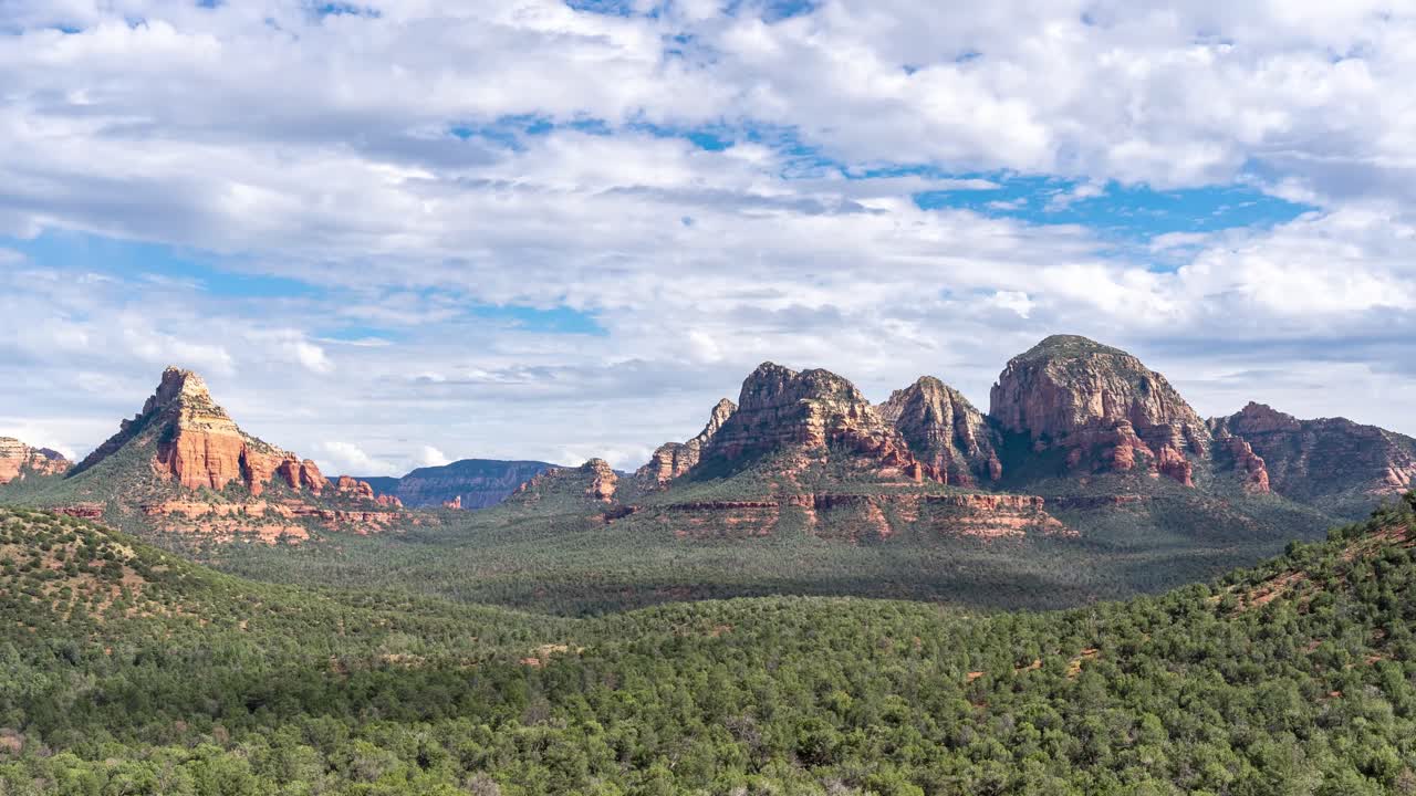 Time lapse of Sedona, Arizona red rocks on a cloudy day