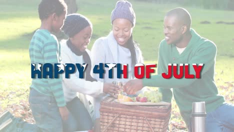 Independence-Day-text-against-family-having-picnic