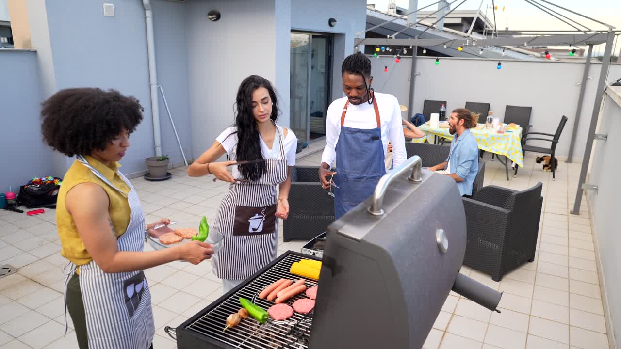People enjoying a rooftop barbecue