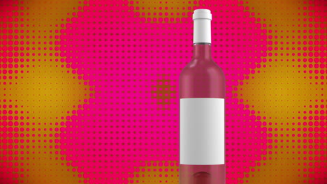 animación de una botella de vino sobre manchas de colores