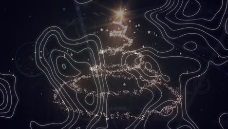 Animation of light spots over network of connections and white lines