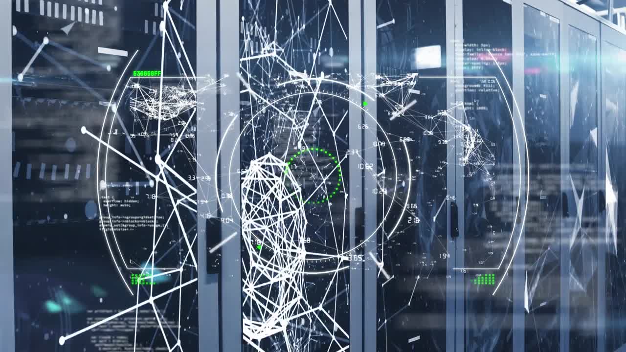 Animation of digital interface over server room
