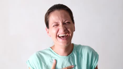 portraits of a laughing woman