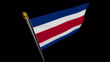 video de bucle de la bandera de costa rica revoloteando en el viento, video en cámara lenta de 4k, con canal alfa