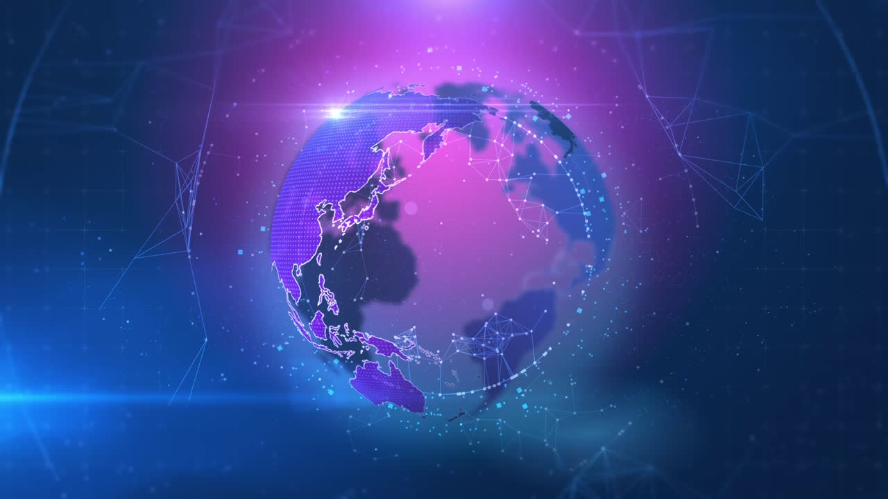 globo de red de tecnología abstracta púrpura