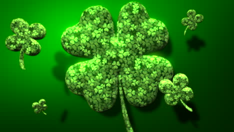 Animation-motion-big-and-small-green-shamrocks-on-Saint-Patrick-Day-shiny-background-1