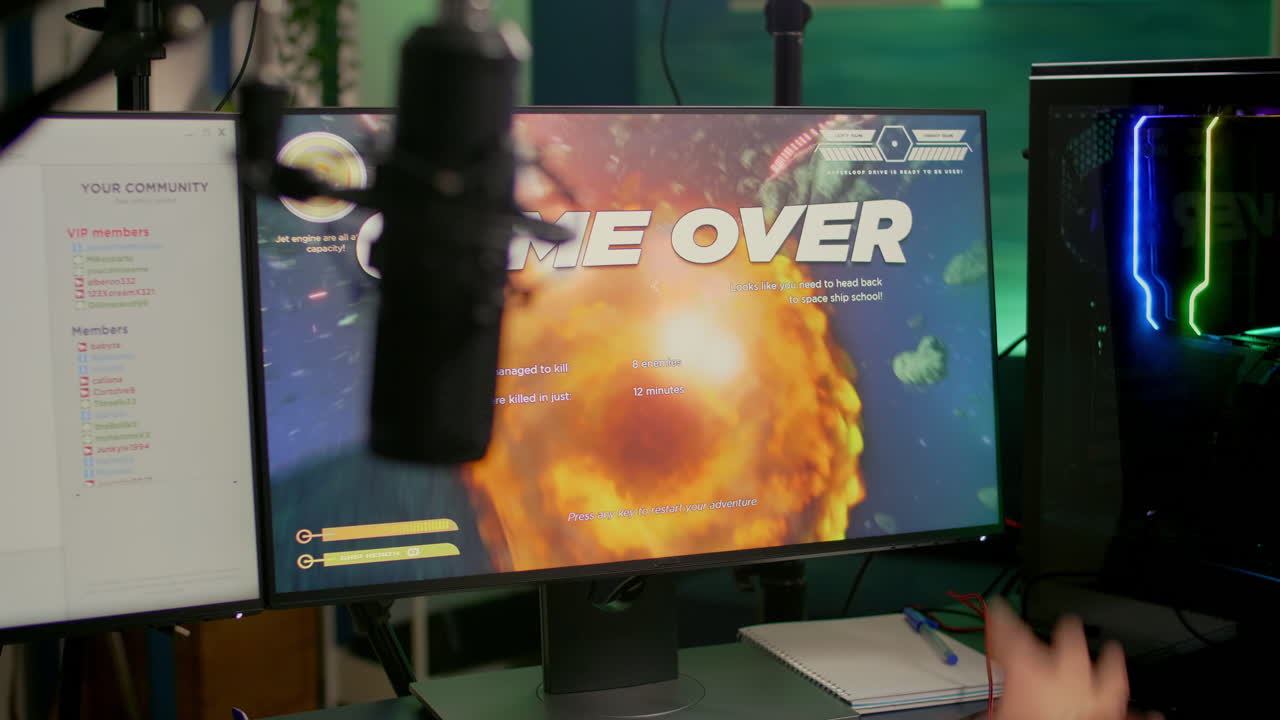 el juego ha terminado para el streamer profesional que juega al tirador espacial en línea.