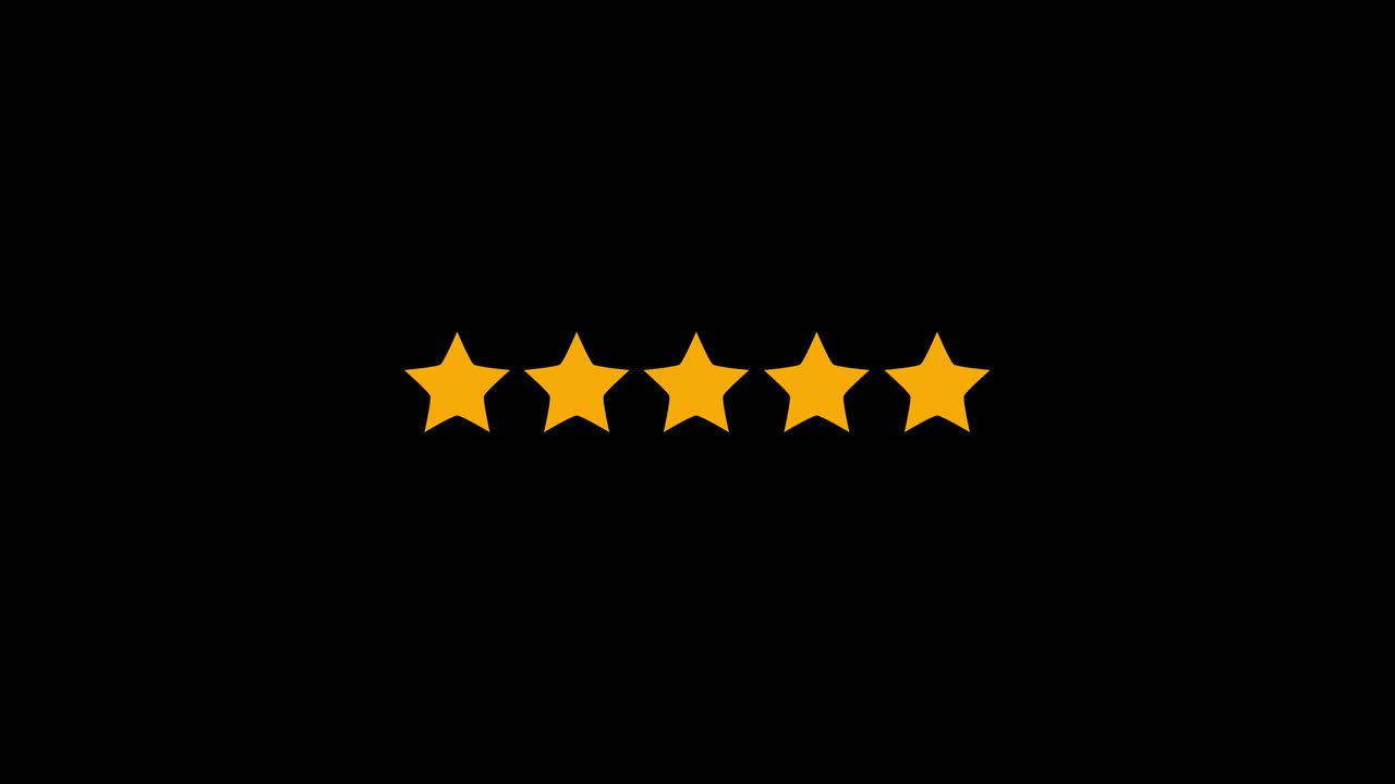 4k five star product quality rating rating five stars flat icon animation black background five star