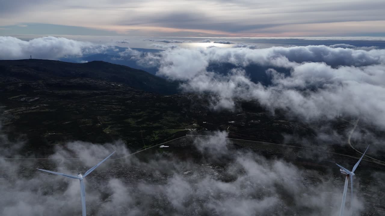 Wind turbines and low clouds