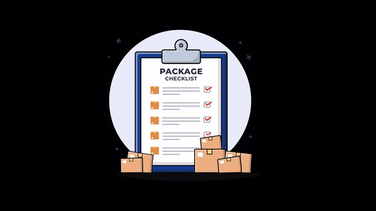 Animated Package Checklist with Delivery Boxes and Checkmarks