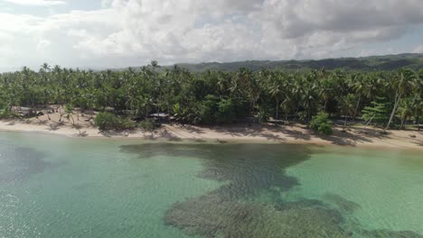 aerial slide of tropical coastline beaches, las terrenas, dominican republic