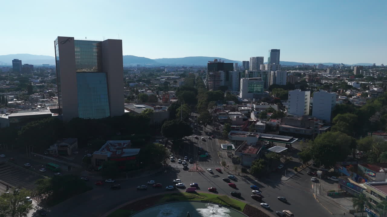 Aerial shot of the Vallarta Avenue, facing east to west in Guadalajara, Jalisco, Mexico