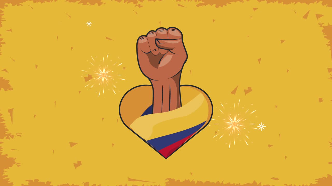 bandera colombiana de la mano en el corazón