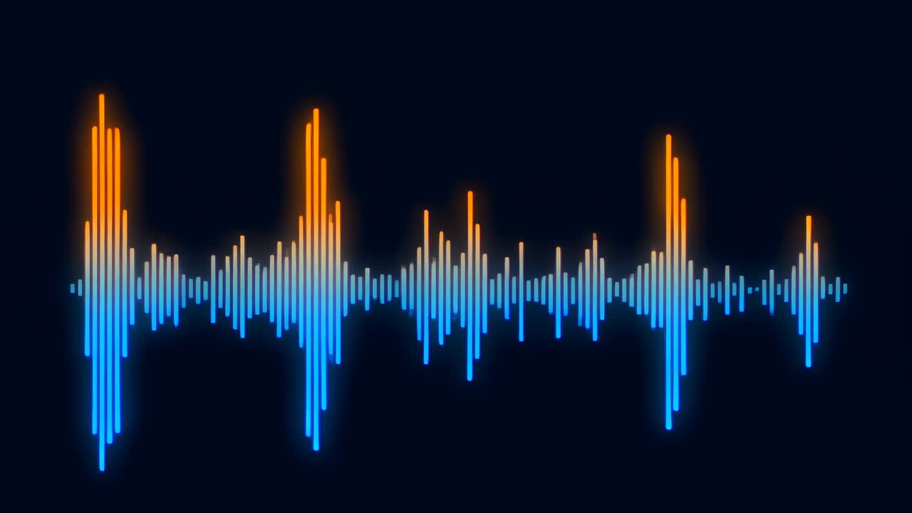 Digital Sound Wave Visualizer with Neon Blue and Orange