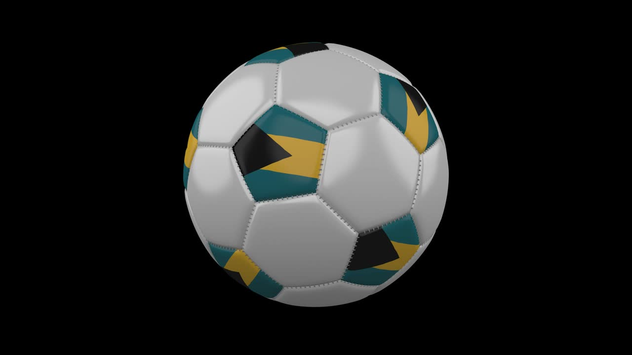 Soccer ball with flag Bahamas, 4k with alpha, loop