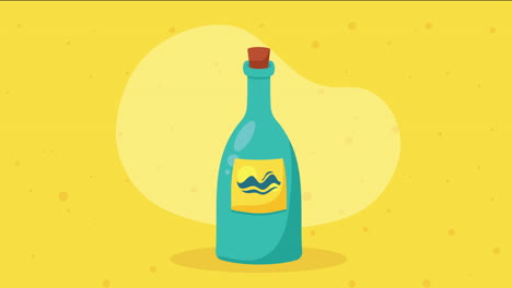 bottle with water waves animation