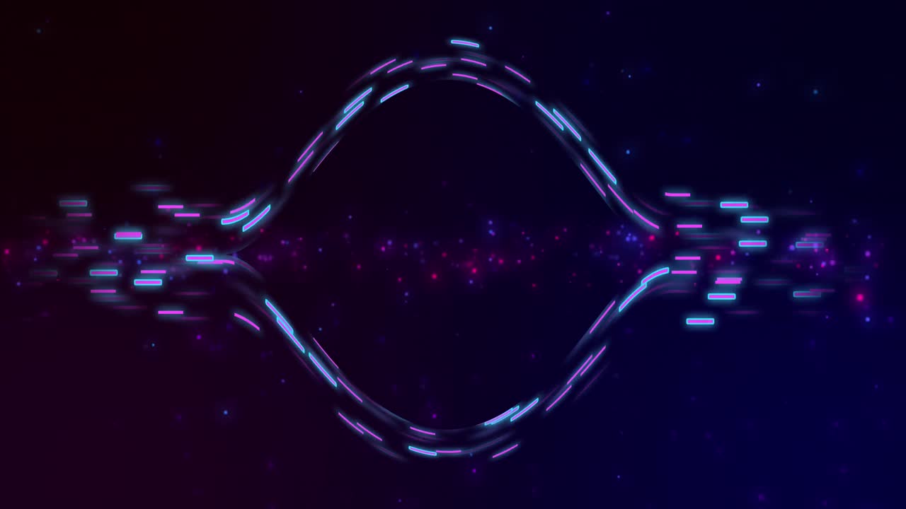 Animation of glowing light trails of data transfer moving in fast motion