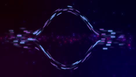 Animation of glowing light trails of data transfer moving in fast motion