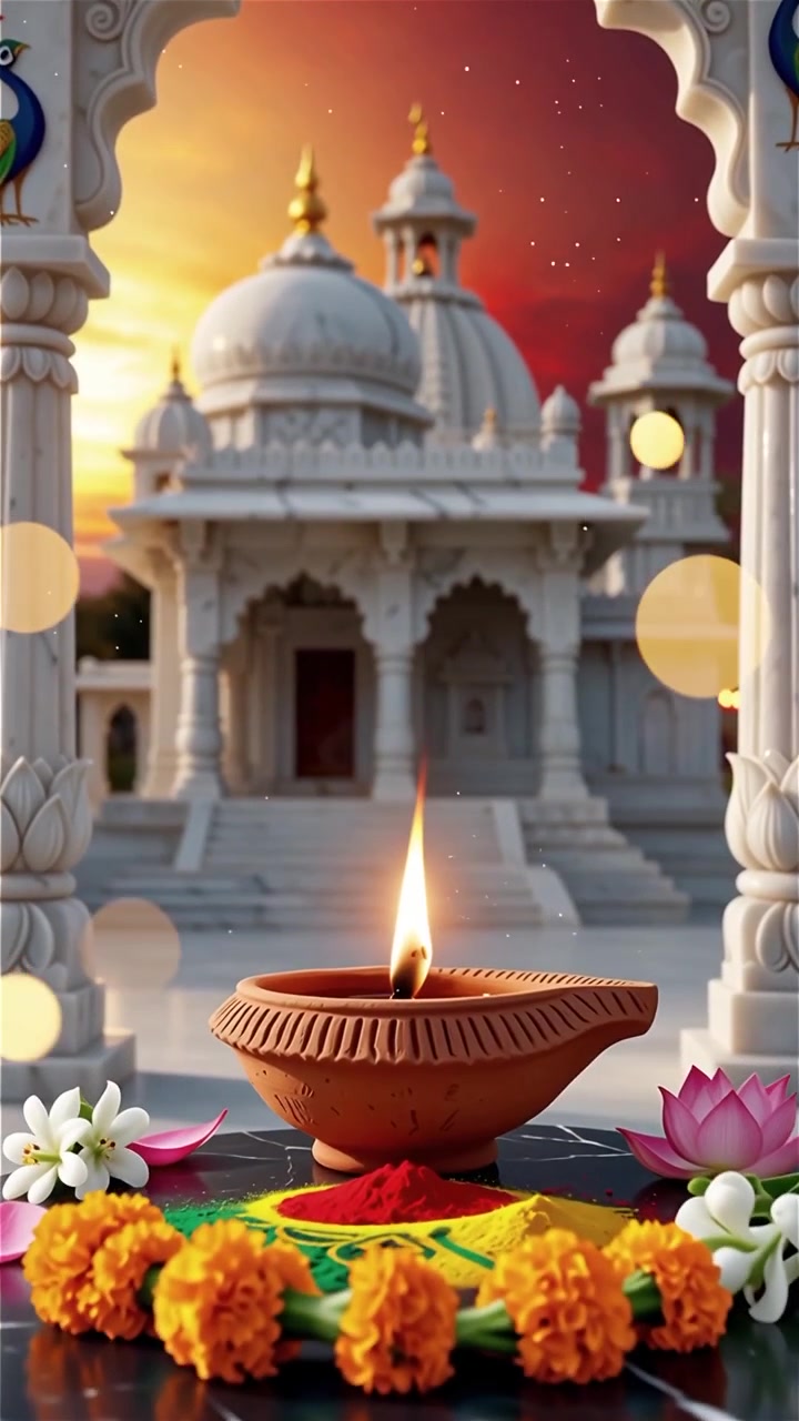 Sfondo del Festival Diwali con lanterne e decorazioni tradizionali Diyas.