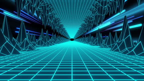 animation of digital tunnel over blue shapes