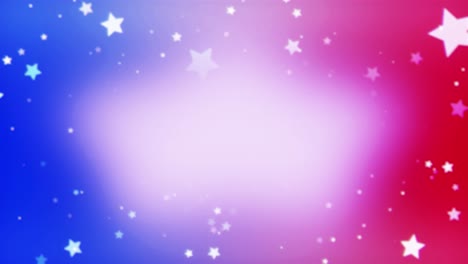 white star particles fade in and out, dancing around on a red, white, and blue background