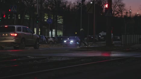 night traffic at city intersection