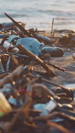 dirty beach with garbage appeared due to irresponsible attitude towards ocean