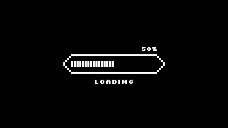 Pixelated Loading Bar Progressing from 0 to 100 Percent