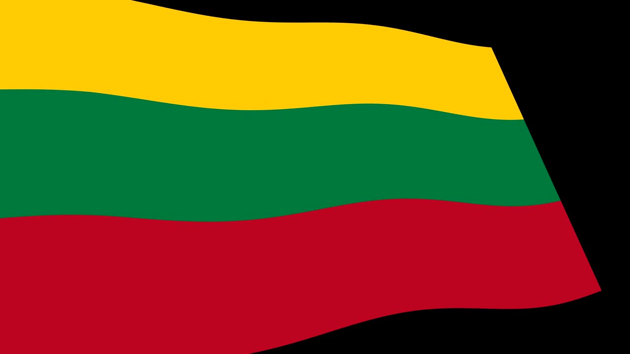 la bandera de lituania se agita lentamente en perspectiva, imágenes de animación en 4k