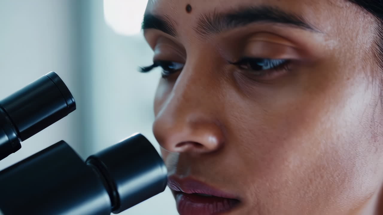 Close-up Profile of a Focused Indian Woman