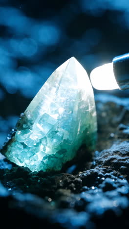 close-up of a blue-green crystal