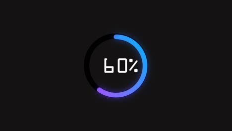 colorful loading info graphics animation of number digits, from zero to hundred number changing and loading one by one, digital graphics.