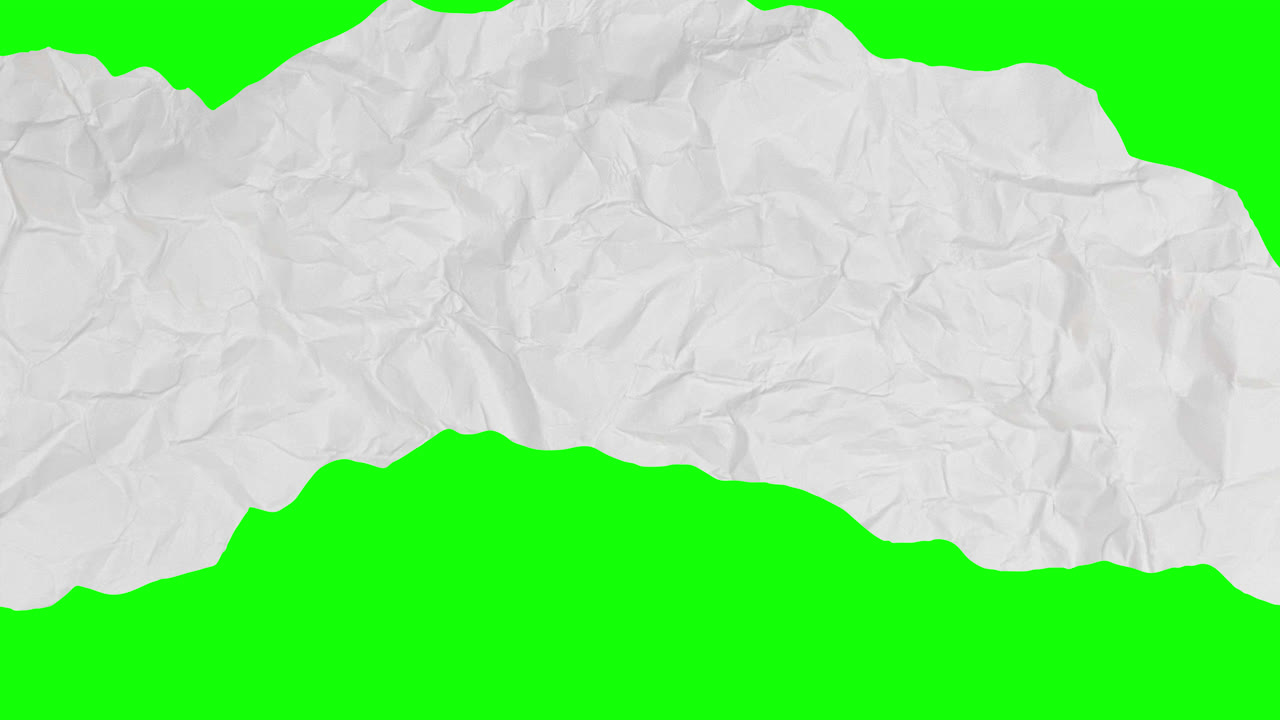 Crumpled White Paper Tearing to Reveal Green Screen Transition
