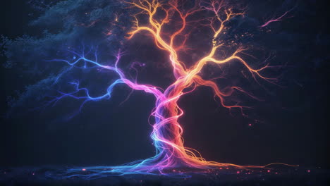 vibrant electric fantasy tree