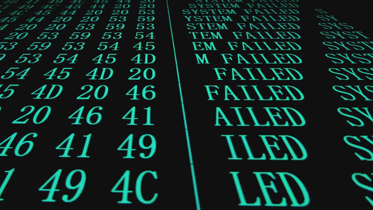 error del sistema del programa texto fallido en la pantalla del pc