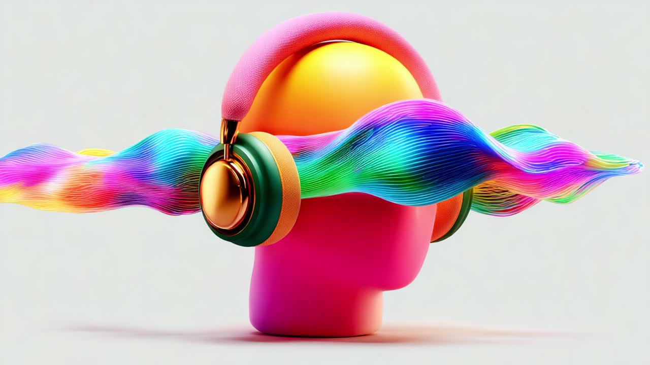 Vibrant Headphones and Colorful Sound Waves: An Artistic Representation of Music and Audio Enjoyment in a Digital Age