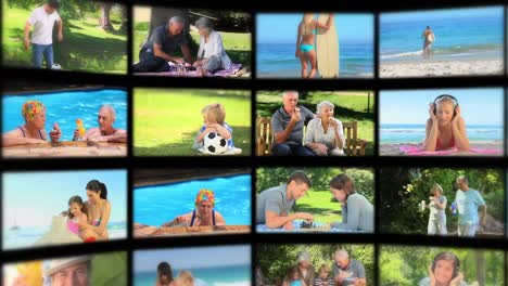 montage of people relaxing outdoors