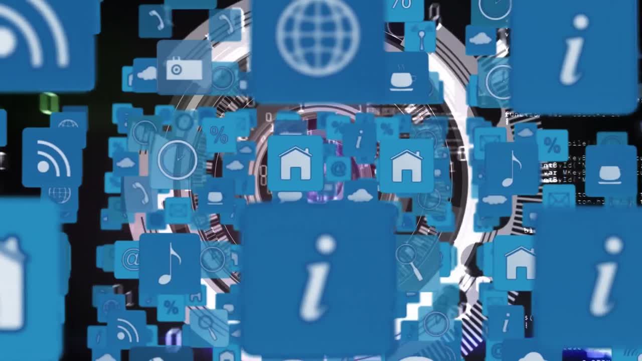 코드가 있는 인터넷 아이콘과 기호