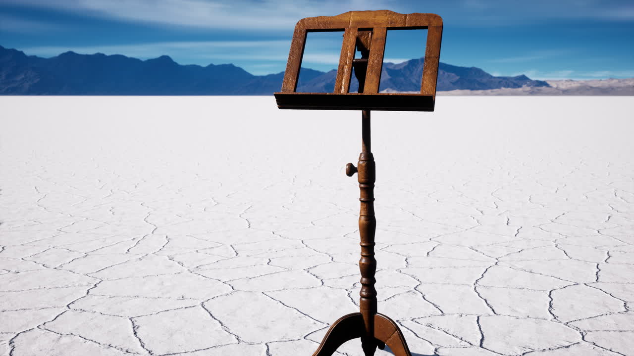 ⁇ 은 음악 스탠드는  ⁇  소금 사막에 있습니다.