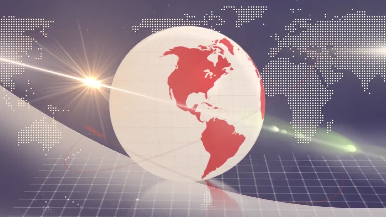 파란색 배경 에 세계 지도 와 함께 회전 하는 지구