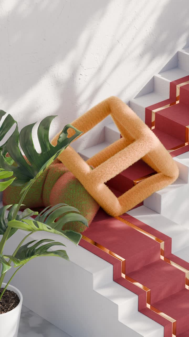 Modern interior with stairs and plant