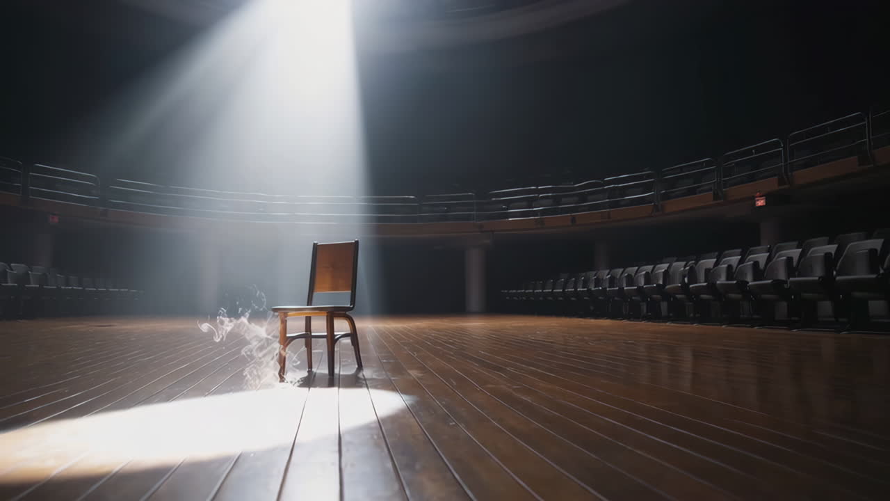 Empty Stage Spotlight on Chair