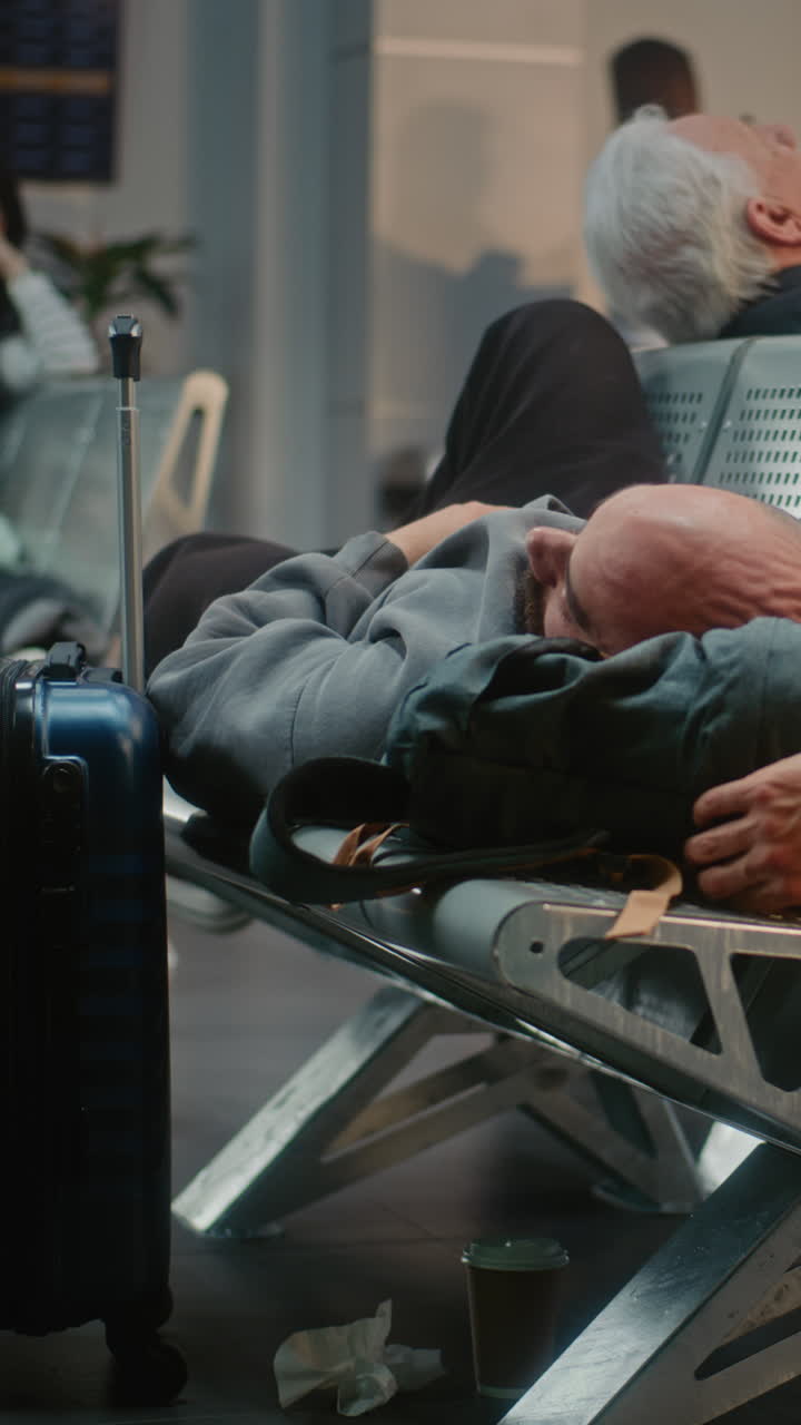 Tired Passengers Sleeping at Airport