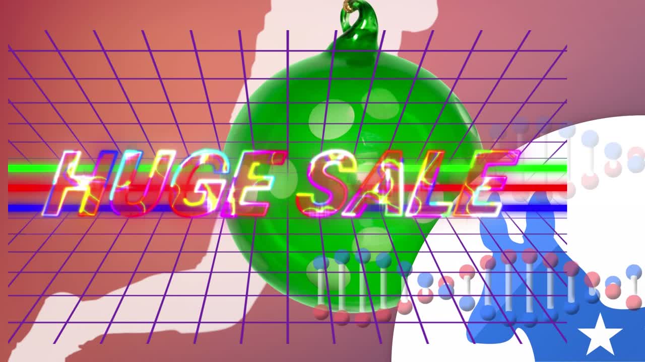 Animation af former, der bevæger sig over stor udsalgstekst.