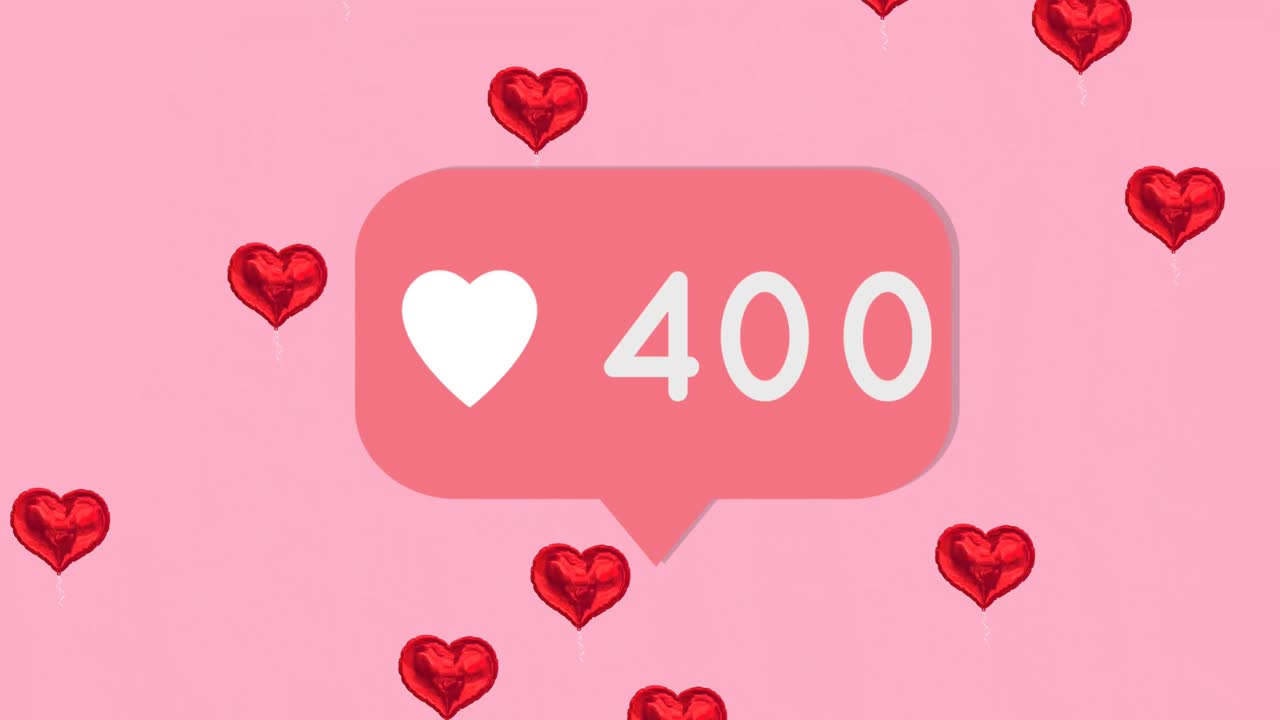 여러 개의  ⁇ 은 심장을 떠다니는 언어 거품에서 증가하는 숫자를 가진 심장 아이콘